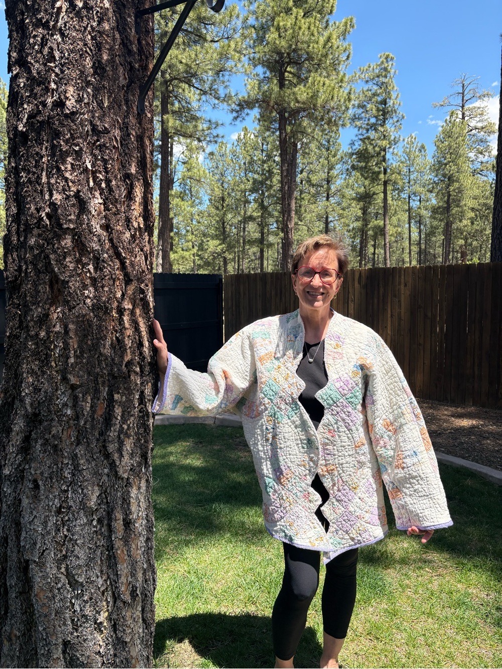 Vintage Handmade Hand Quilted Pastel Patchwork Quilted Jacket - Light Multicolor - Picture 3 of 10
